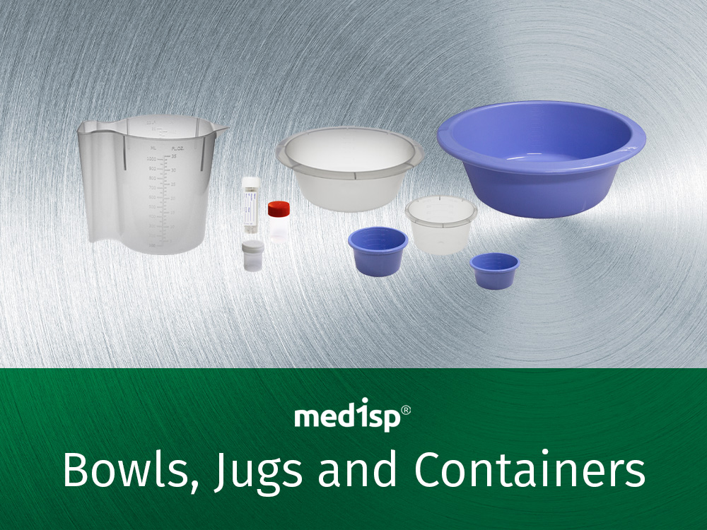 Bowl jugs and containers for medical use | Medisp medical disposables | Manufactured by Sterisets