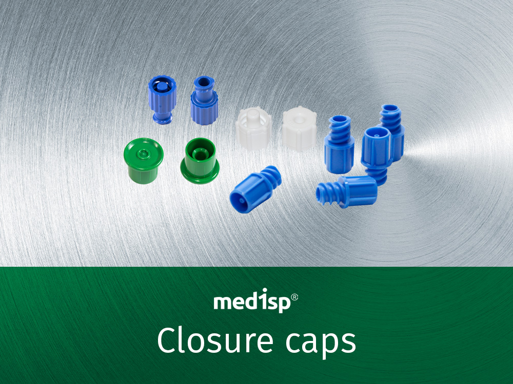 Closure caps for medical use | Medisp medical disposables | Manufactured by Sterisets